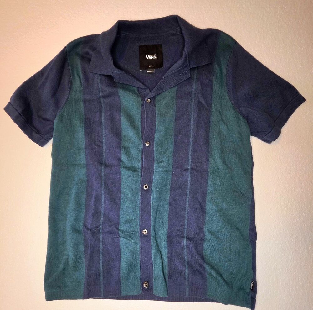 Vans Buttonwood Knit Polo Shirt Mens Small Multicolor Short Sleeve Button Up